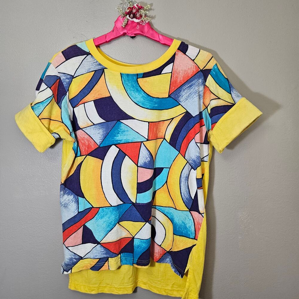 Vintage 80s 90s The Limited Abstract Geometric Colorblock T Shirt Women M Artsy